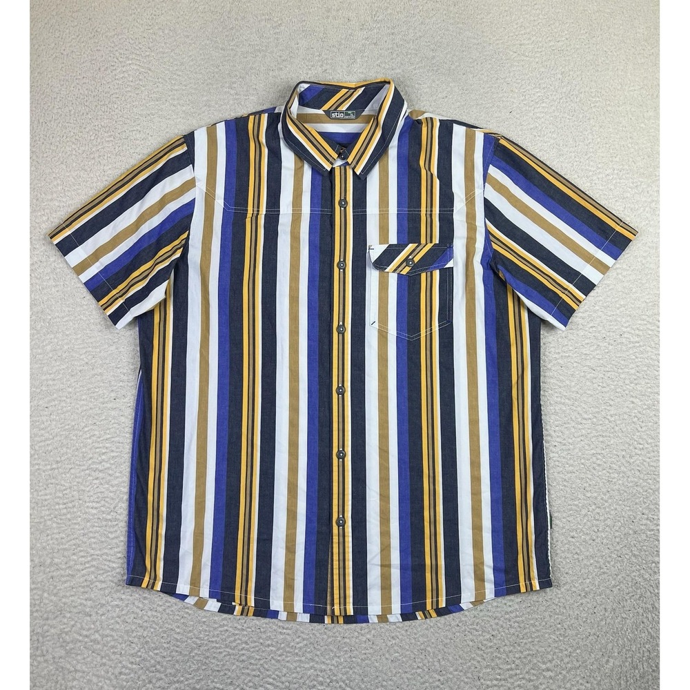 Stio Shirt Mens XL Multicolor Stripe Curtis CampShort Sleeve Button Up